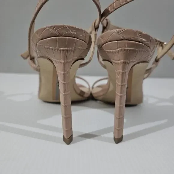 NEW Sam Edelman Doran Strappy Sandal Stiletto Heel Tan Croc Womens 9.5 - Picture 9 of 13